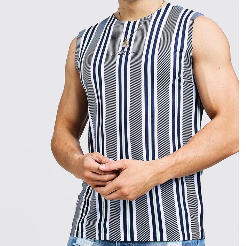 New, BooHooMan.  Stripe Tank, Medium